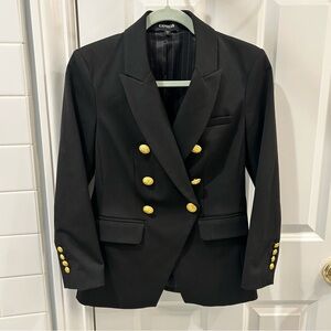 Express Black Double-Breasted Military Blazer Gold Crested Buttons Style Sz 2